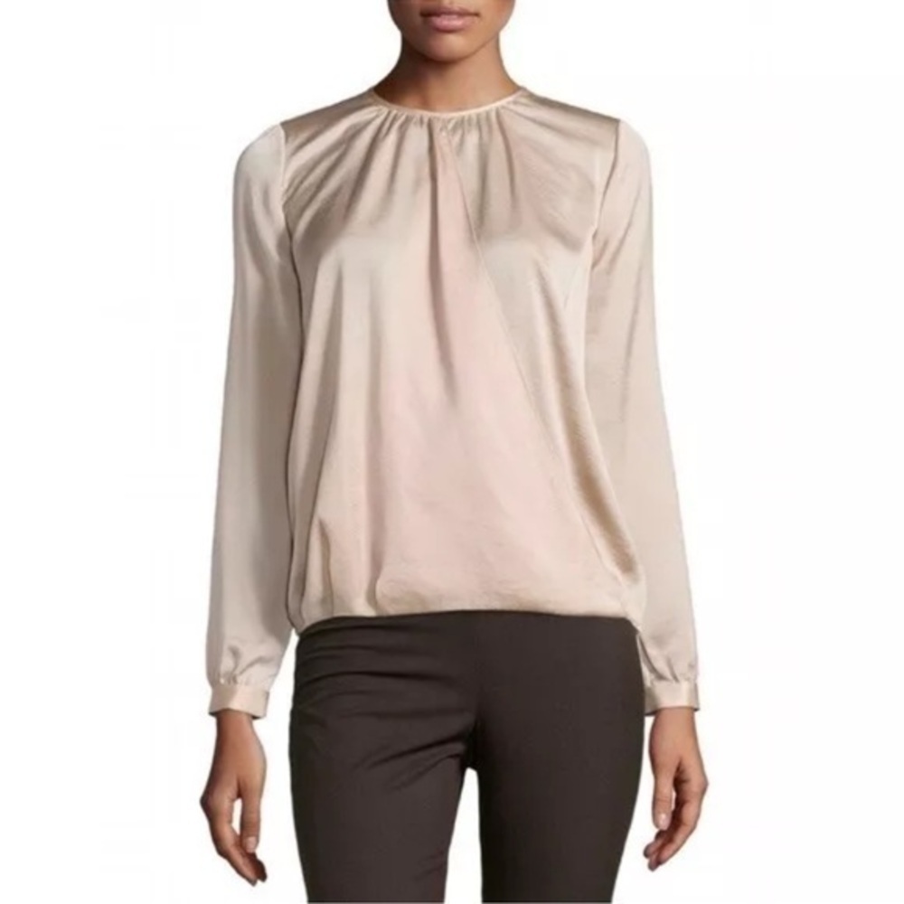 VINCE Draped Cross Front Wrap Satin Blouse size 2